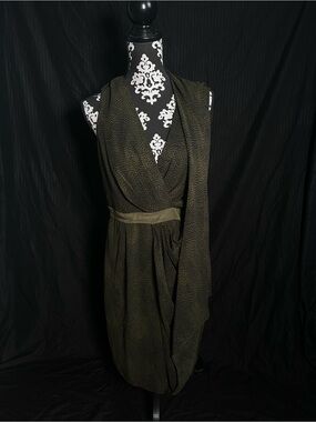 ANTONIO MELANI Olive One-Shoulder Draped Dress